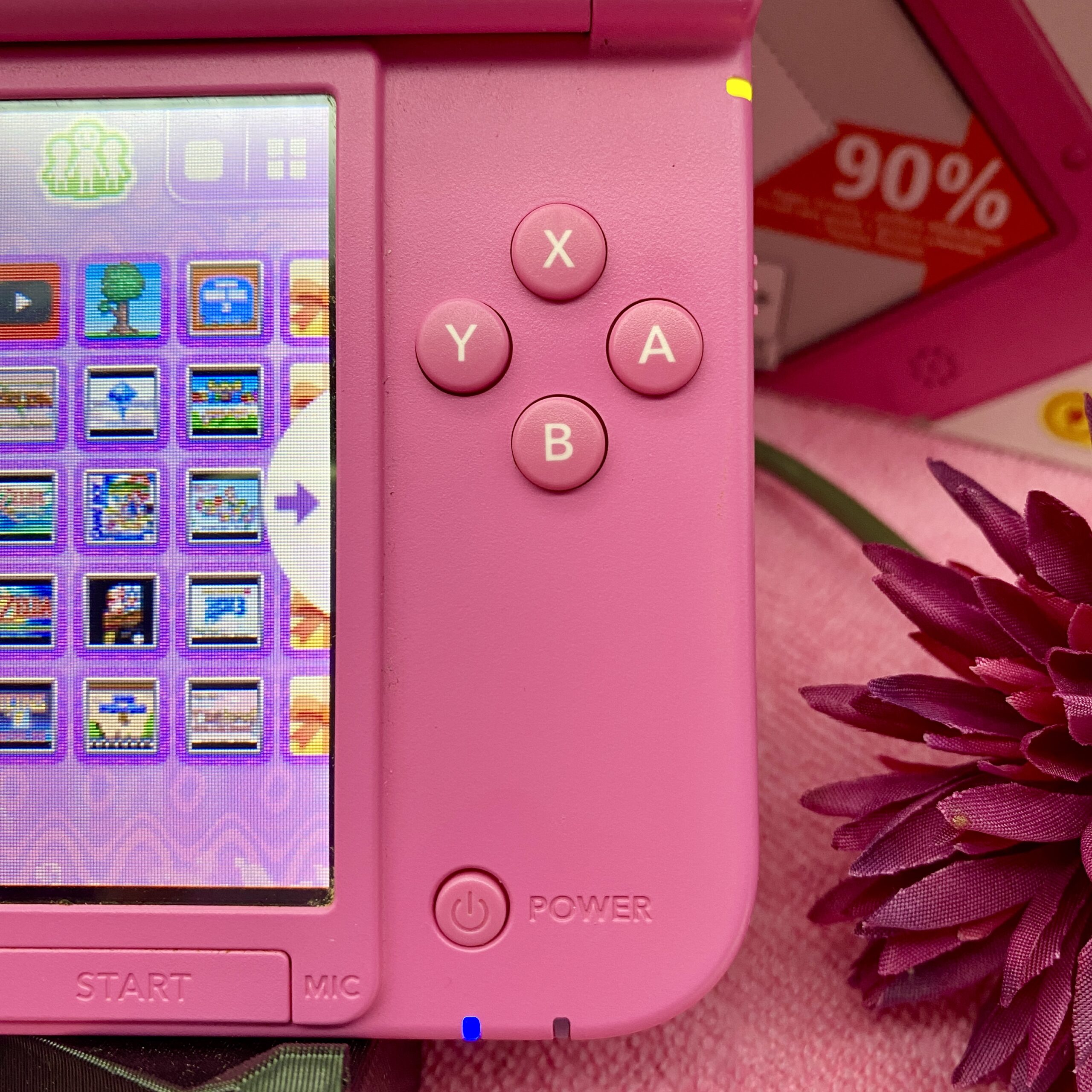 Nintendo 3DS XL pink Animal Crossing gemodded Tasten rechts