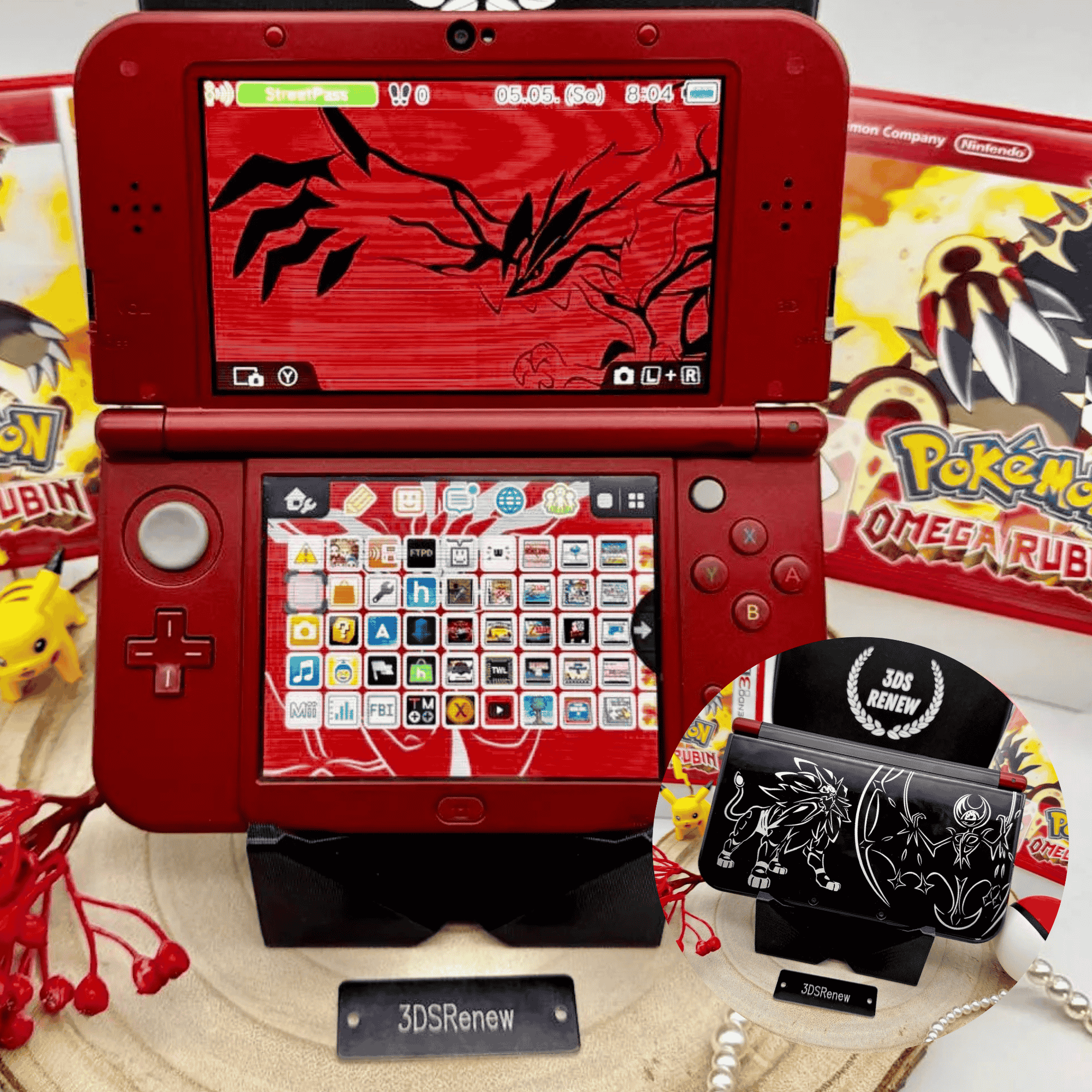 New Nintendo 3DS XL rot mit Poke Shells