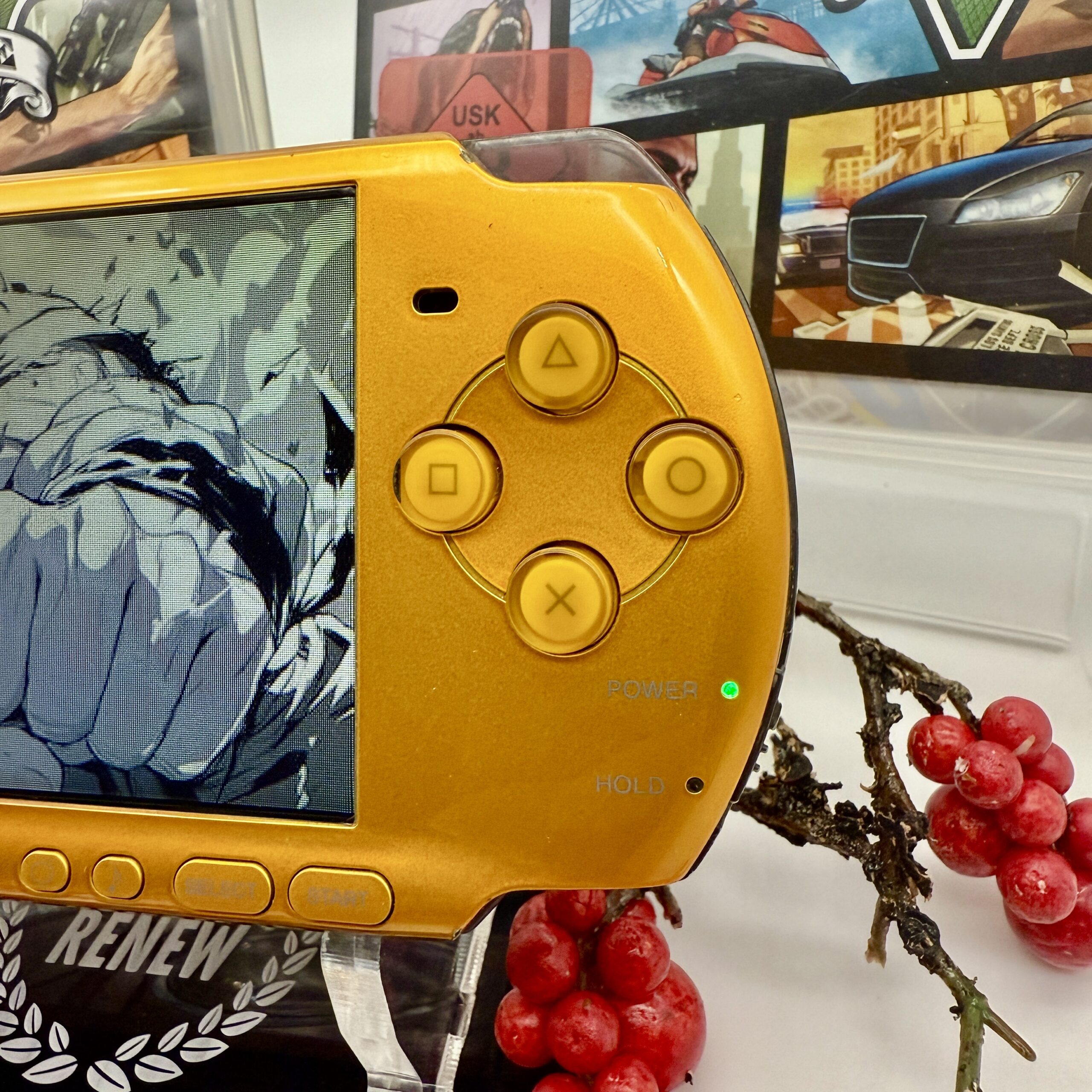 PSP 3000 slim in gold gemoddet modifiziert